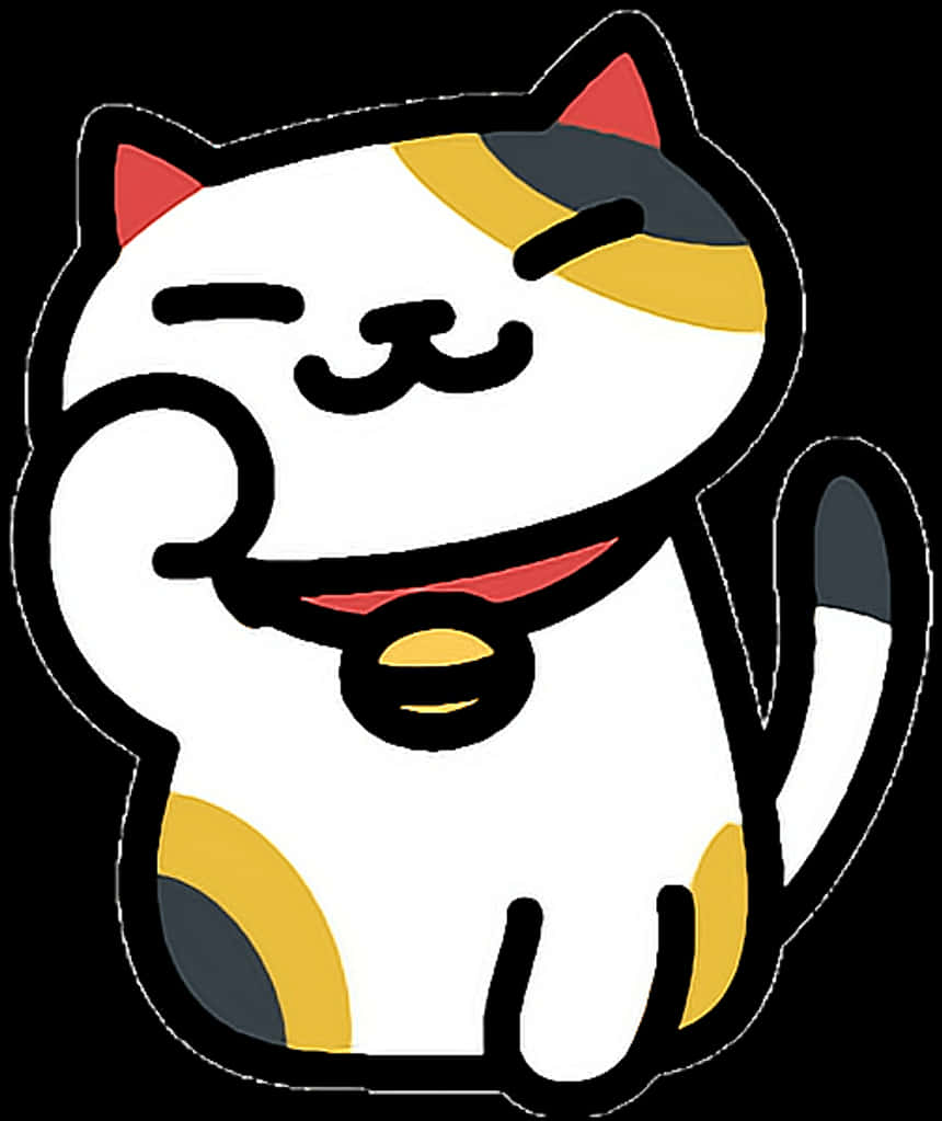 Winking Lucky Cat Sticker PNG