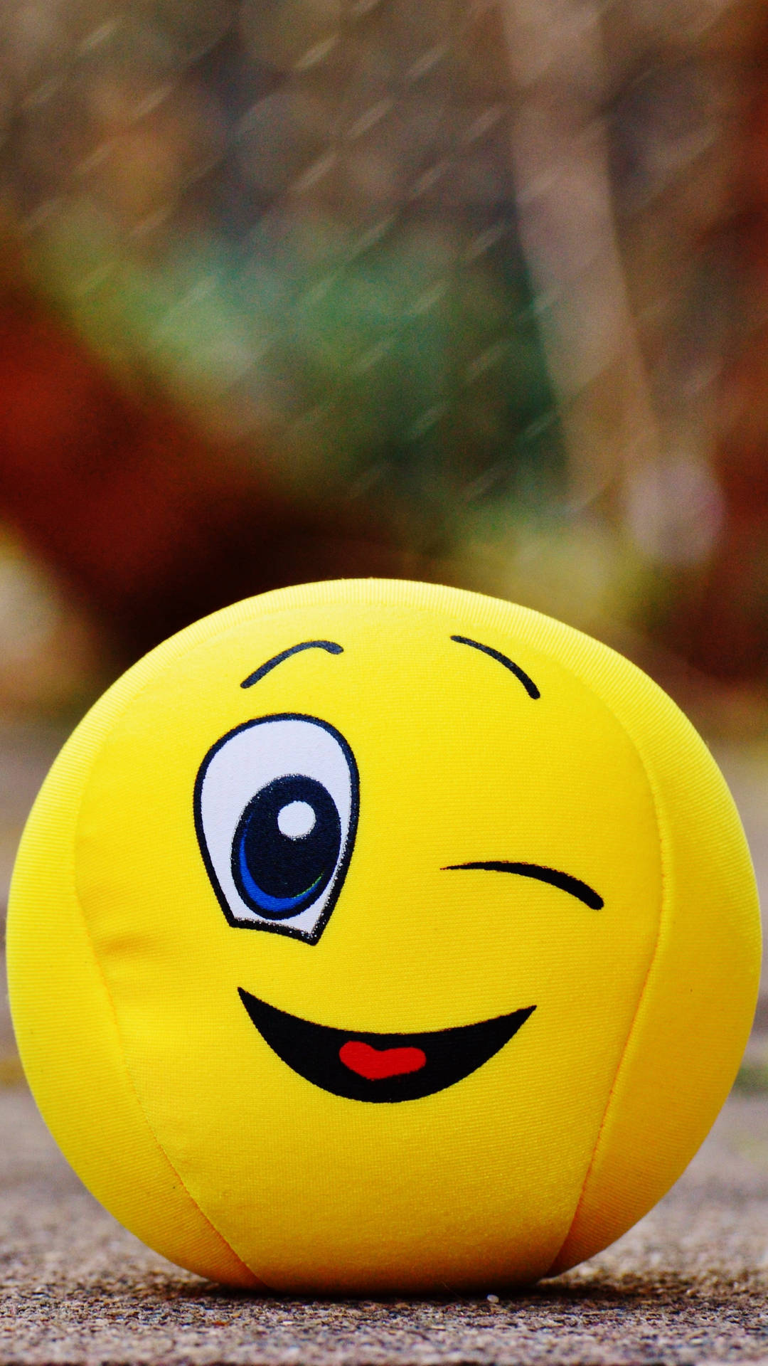 Winking Smiley Face Ball Cushion Wallpaper