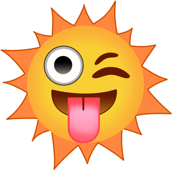 Winking Sun Emoji Summer Vibes PNG