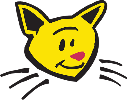 Winking Yellow Cat Cartoon PNG