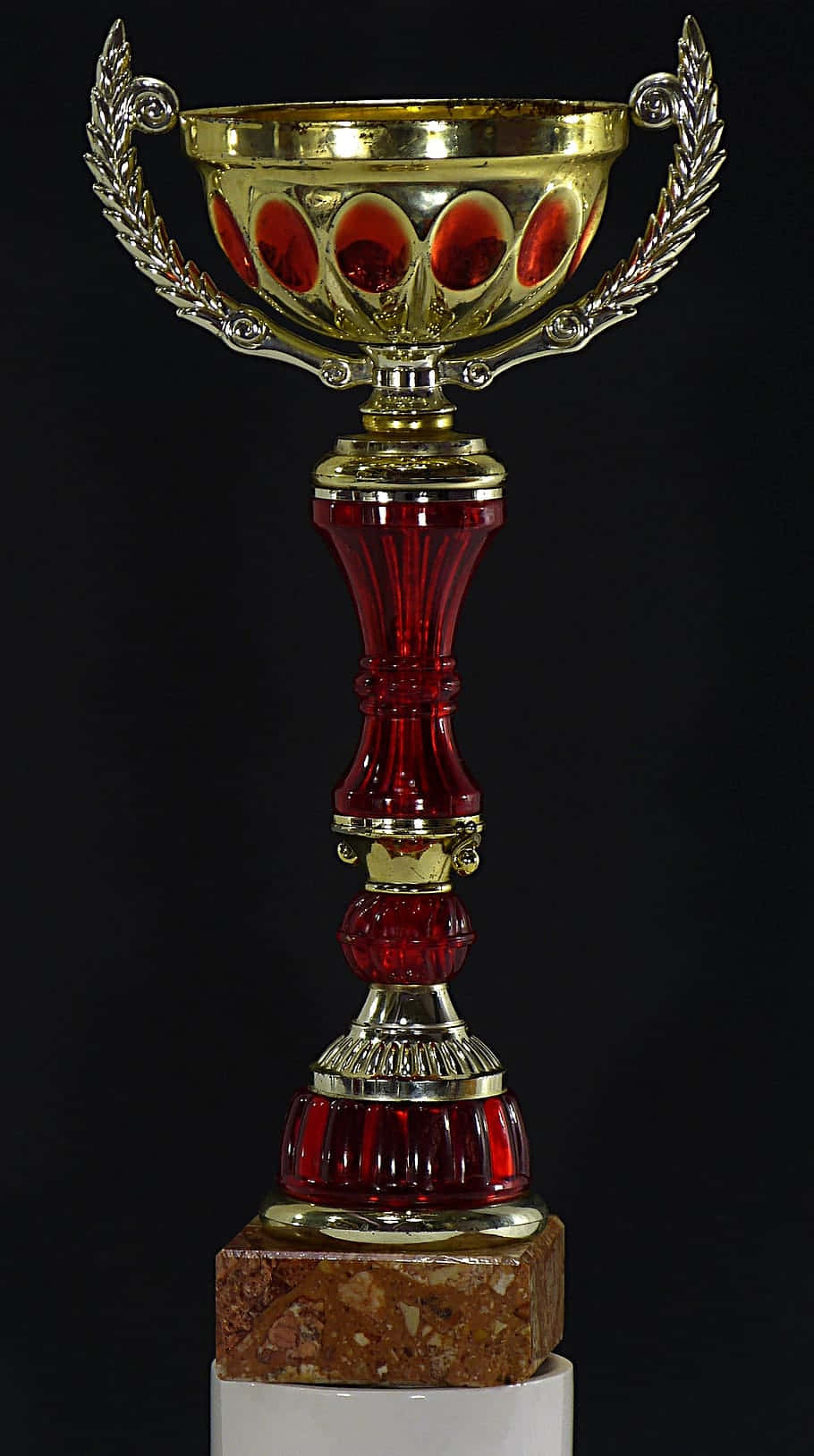 A Red And Gold Trophy