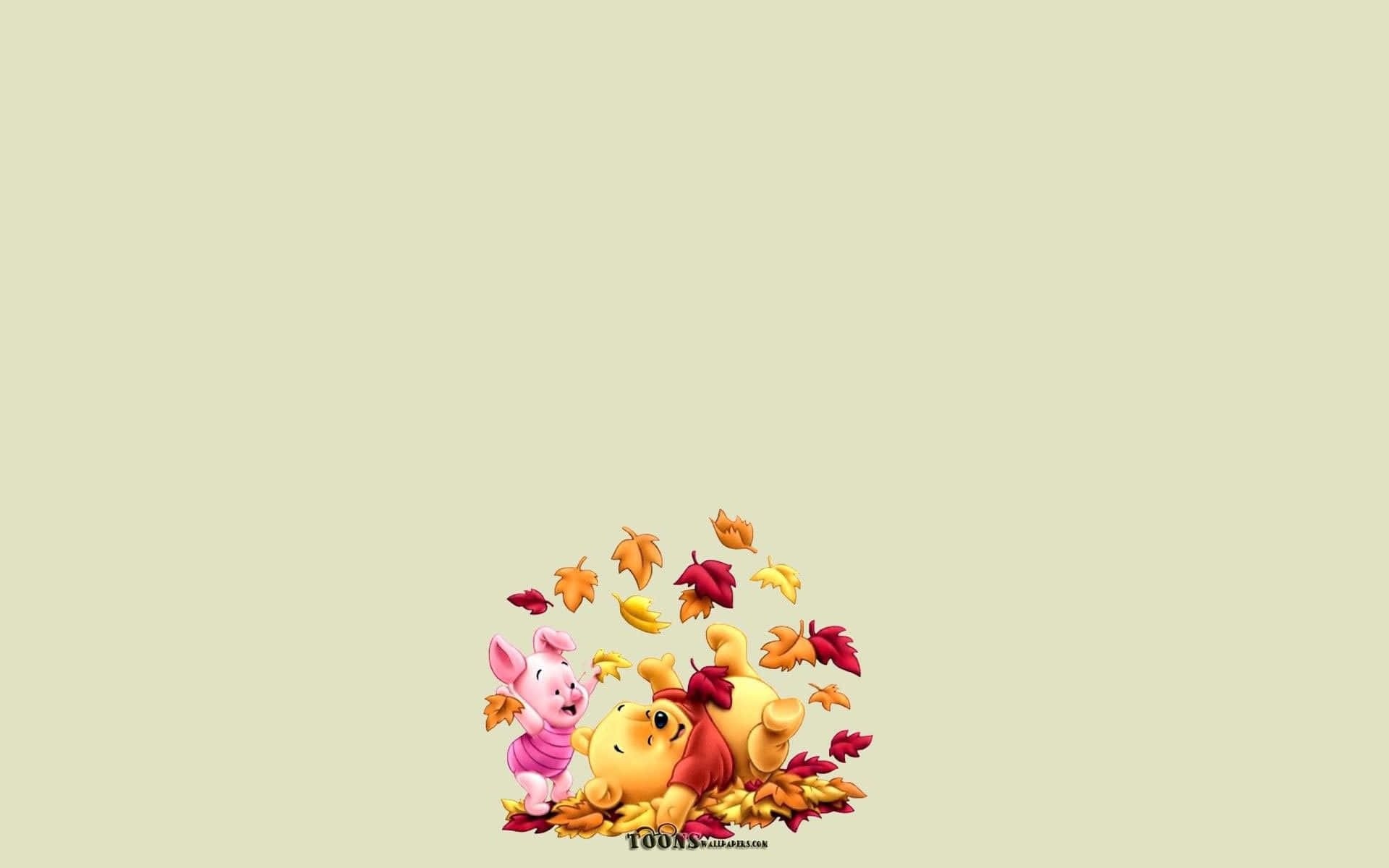 Winnie The Pooh Aesthetic With A Playing Piglet Wallpaper