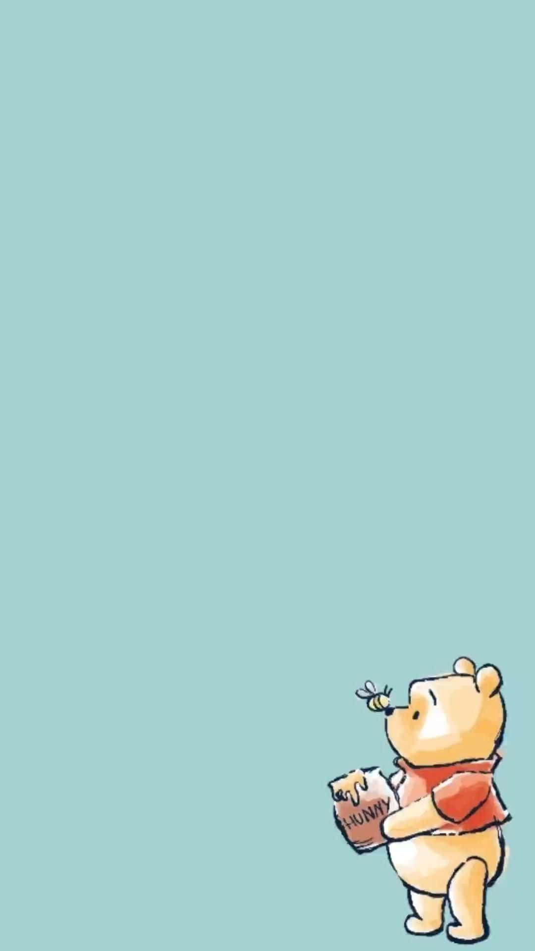 Winnie The Pooh Aesthetic With A Flying Bee Wallpaper