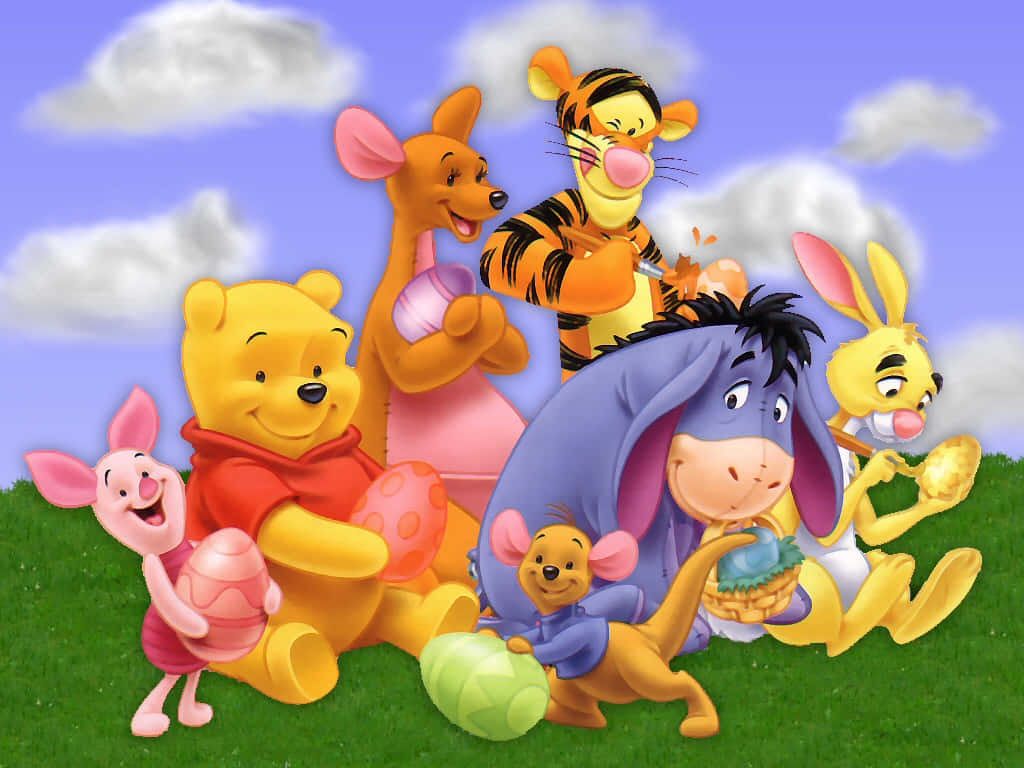 Estéticade Winnie The Pooh Con Tigger Y Eeyore Fondo de pantalla