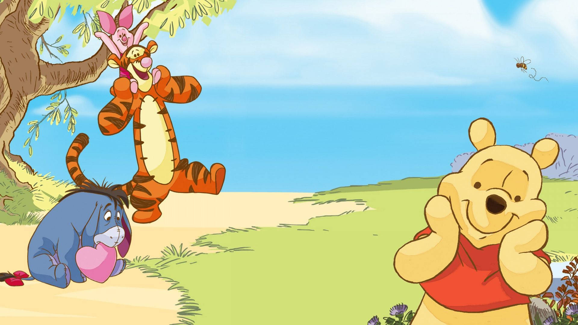Winnie The Pooh and Friends Sharing a Special Moment Wallpaper
