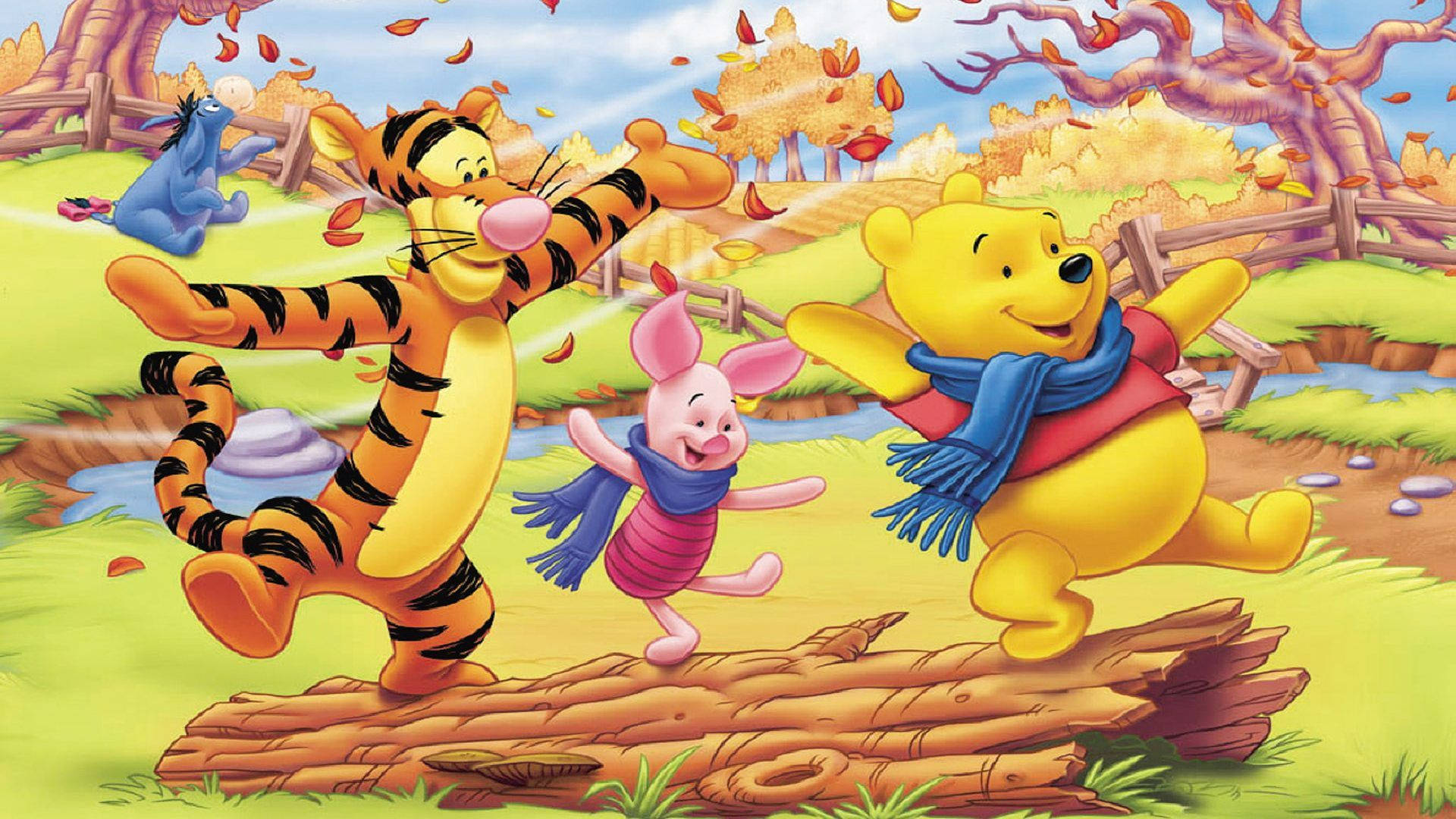 Winnie The Pooh And Friends In Hundred Acre Wood Wallpaper