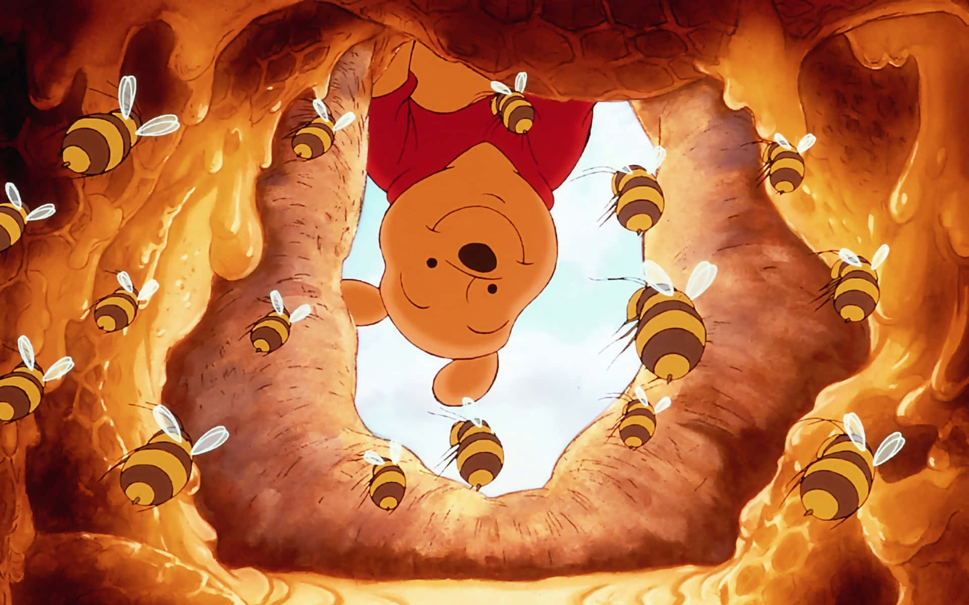 Winnie The Pooh In A Cave With Bees