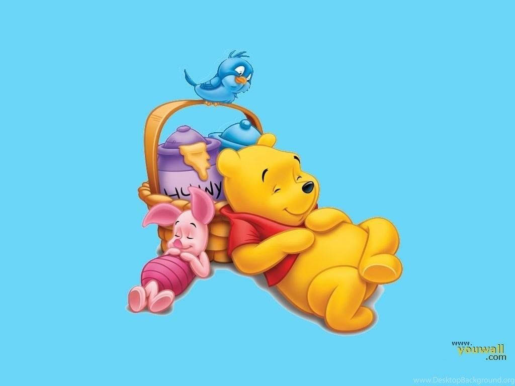 Winnie The Pooh Basket Of Honey Background