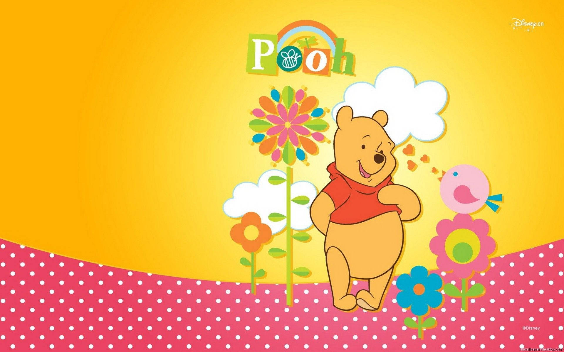 Cute and Friendly Winnie The Pooh Bear Wallpaper