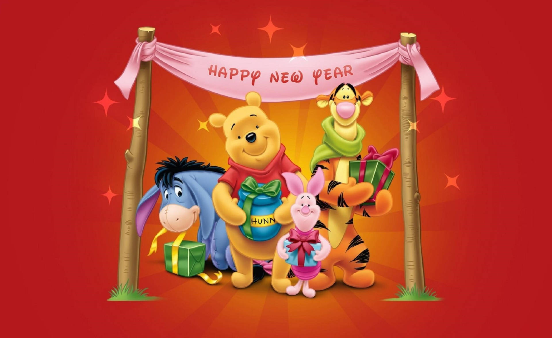 Gør din jul ekstra speciel med venner som Winnie The Pooh! Wallpaper