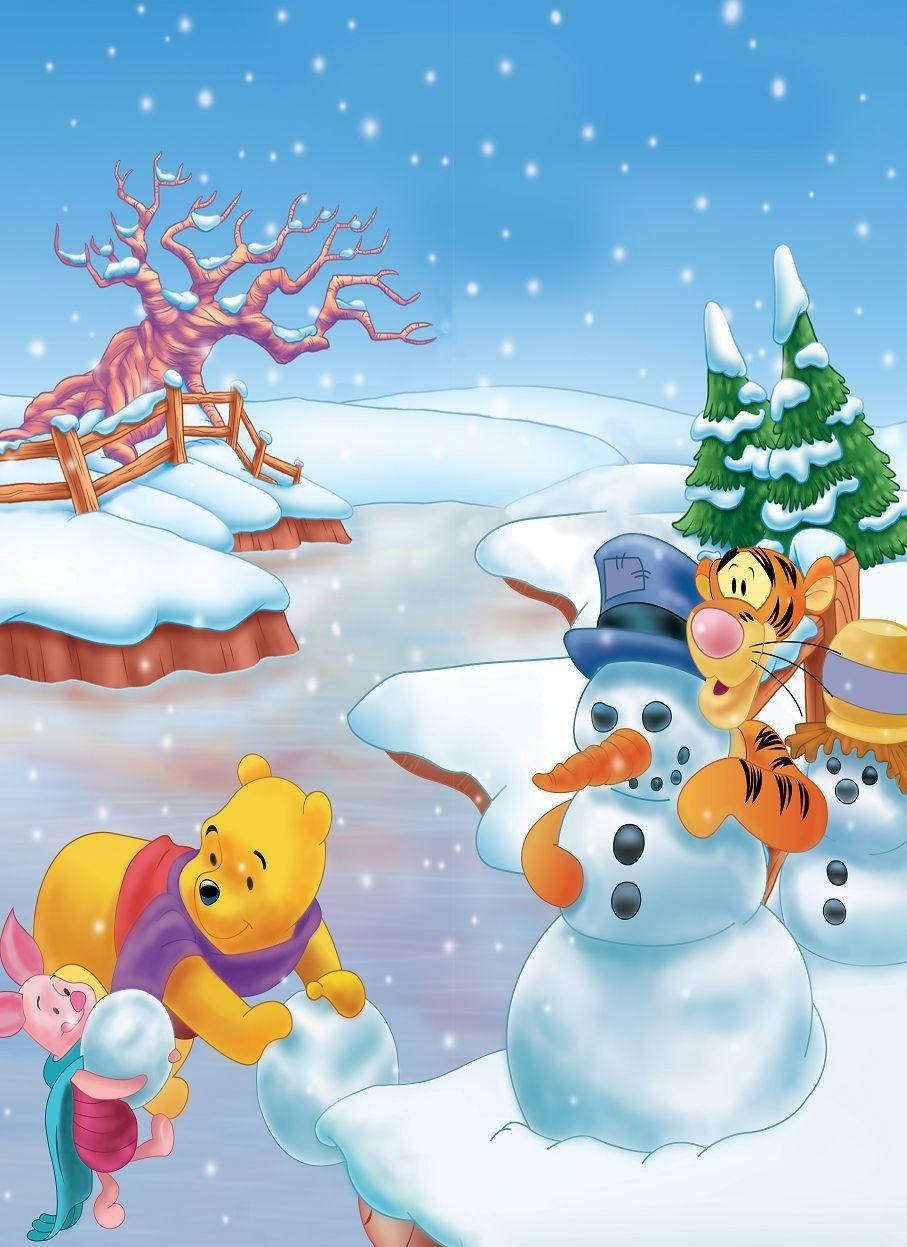 Fejr jul med Winnie Puh Wallpaper