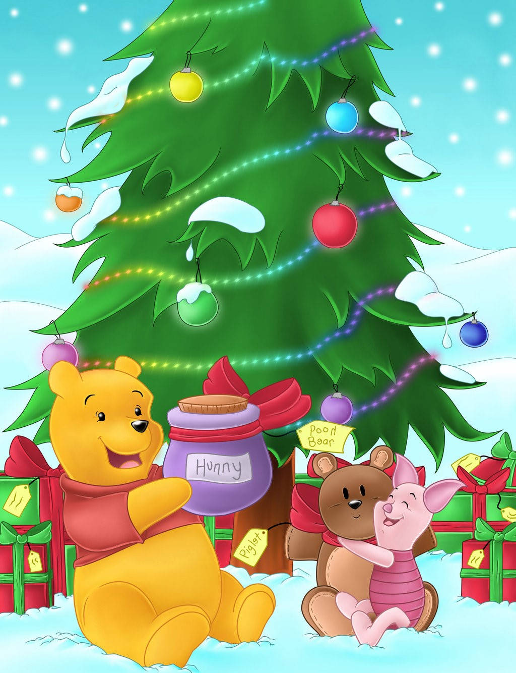 Celebrate the Holidays with Winnie The Pooh and Friends! Wallpaper