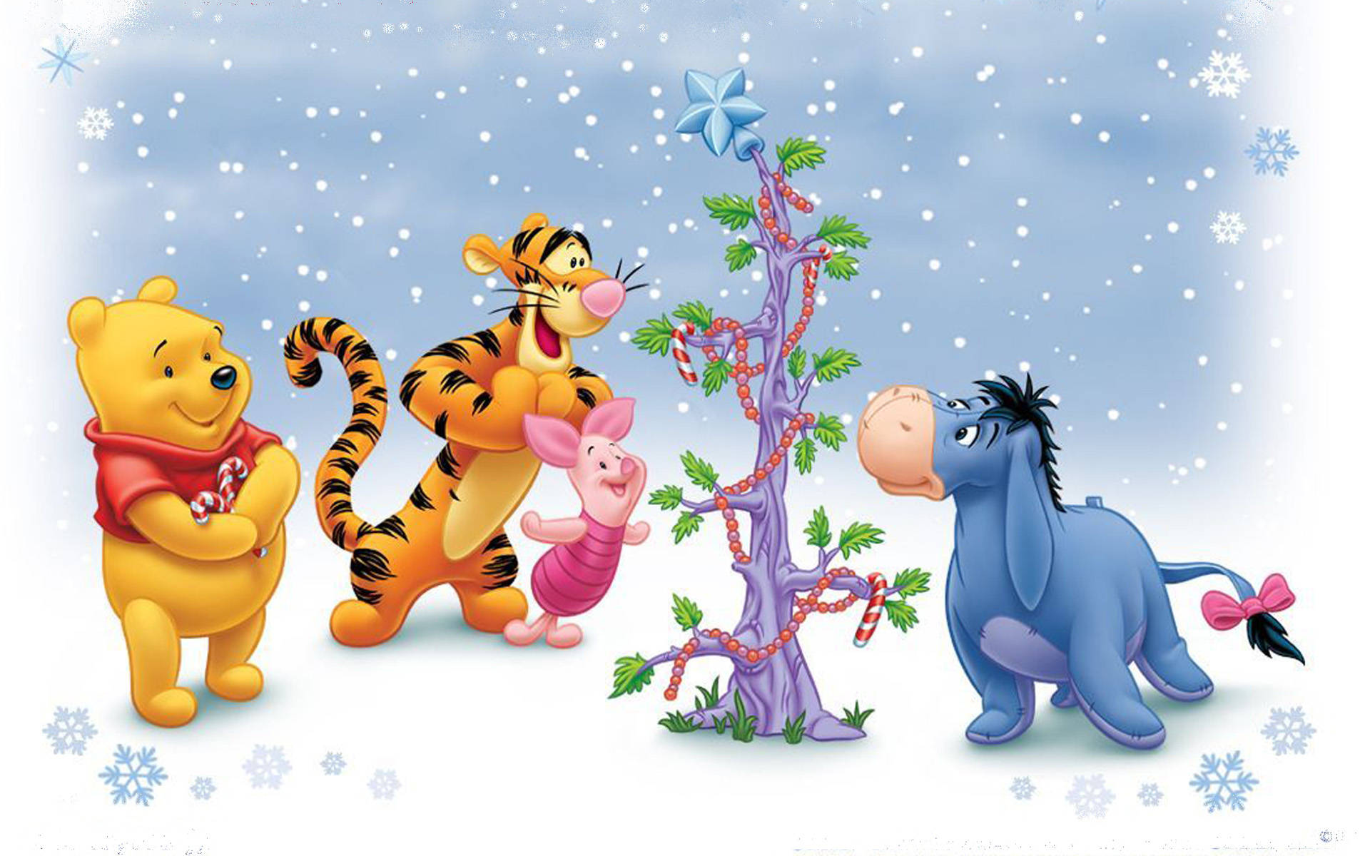 Fejr jul med Winnie the Pooh og venner. Wallpaper