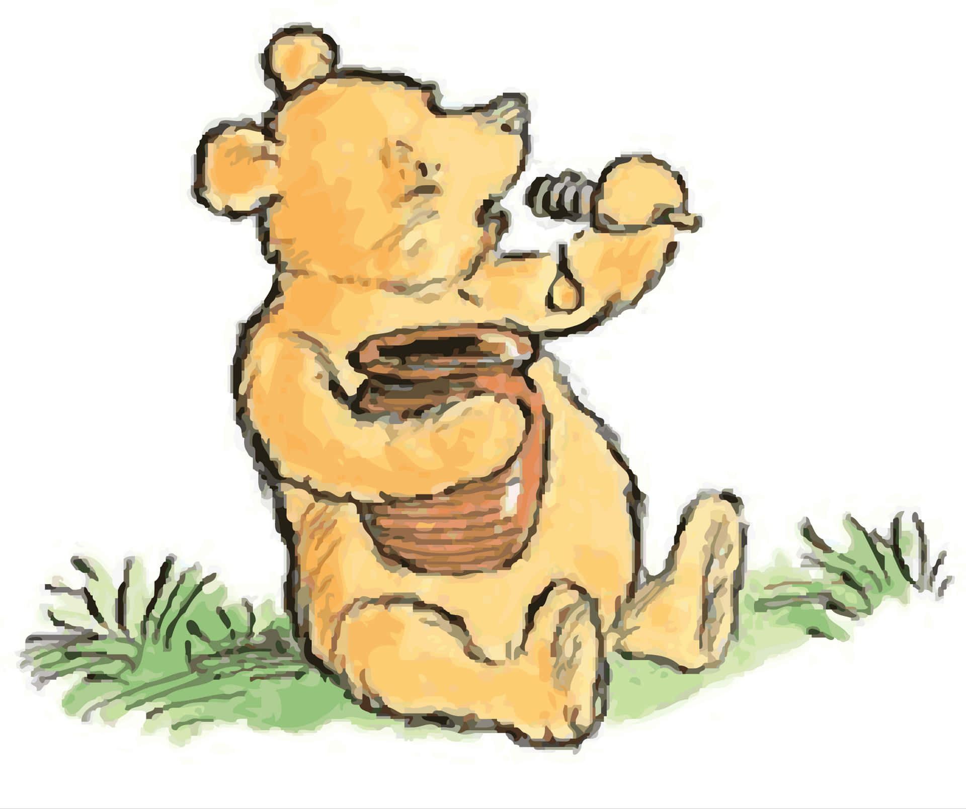 Winnie The Pooh Classic Eating Honey Wallpaper