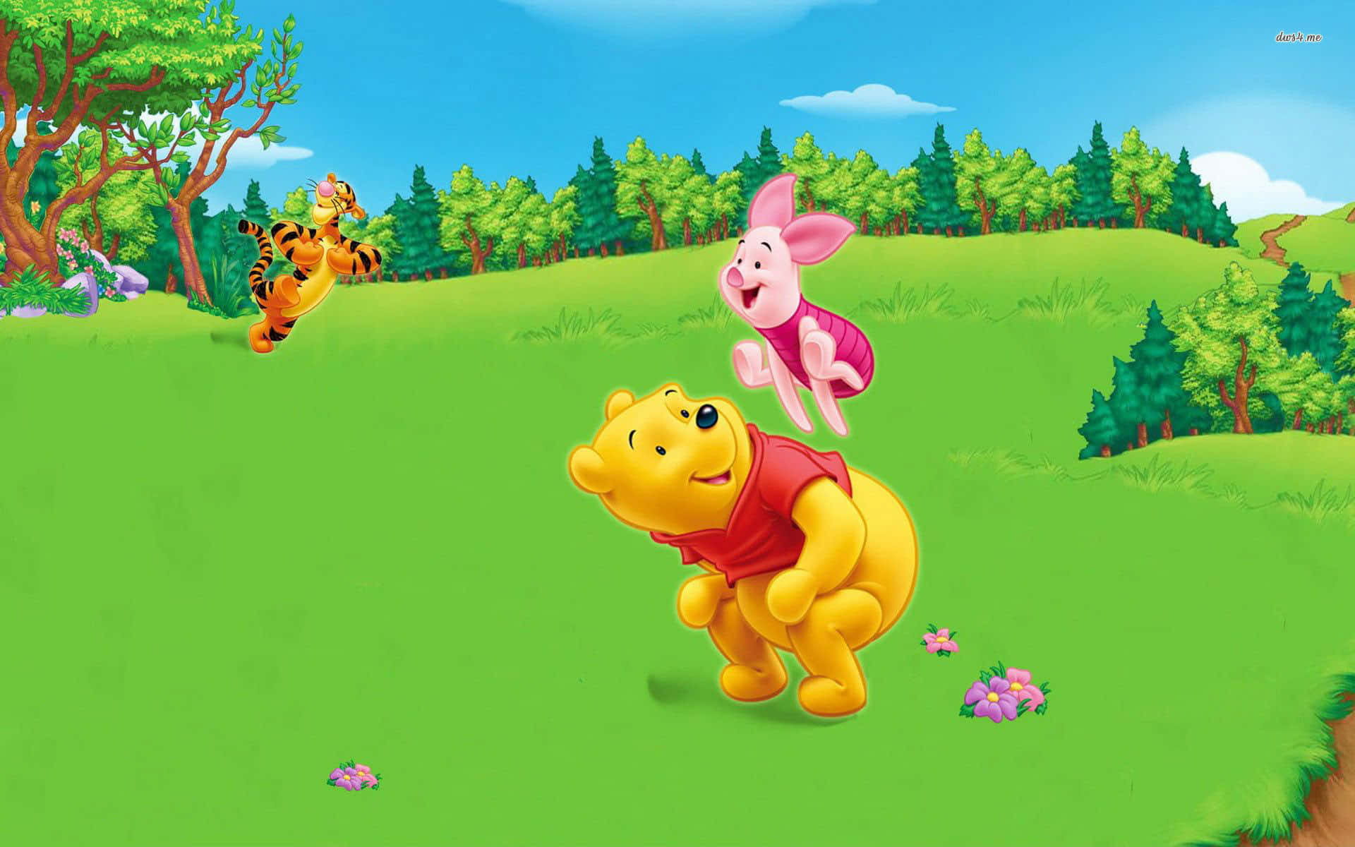 Winniethe Pooh Disfrutando De Un Día Soleado. Fondo de pantalla