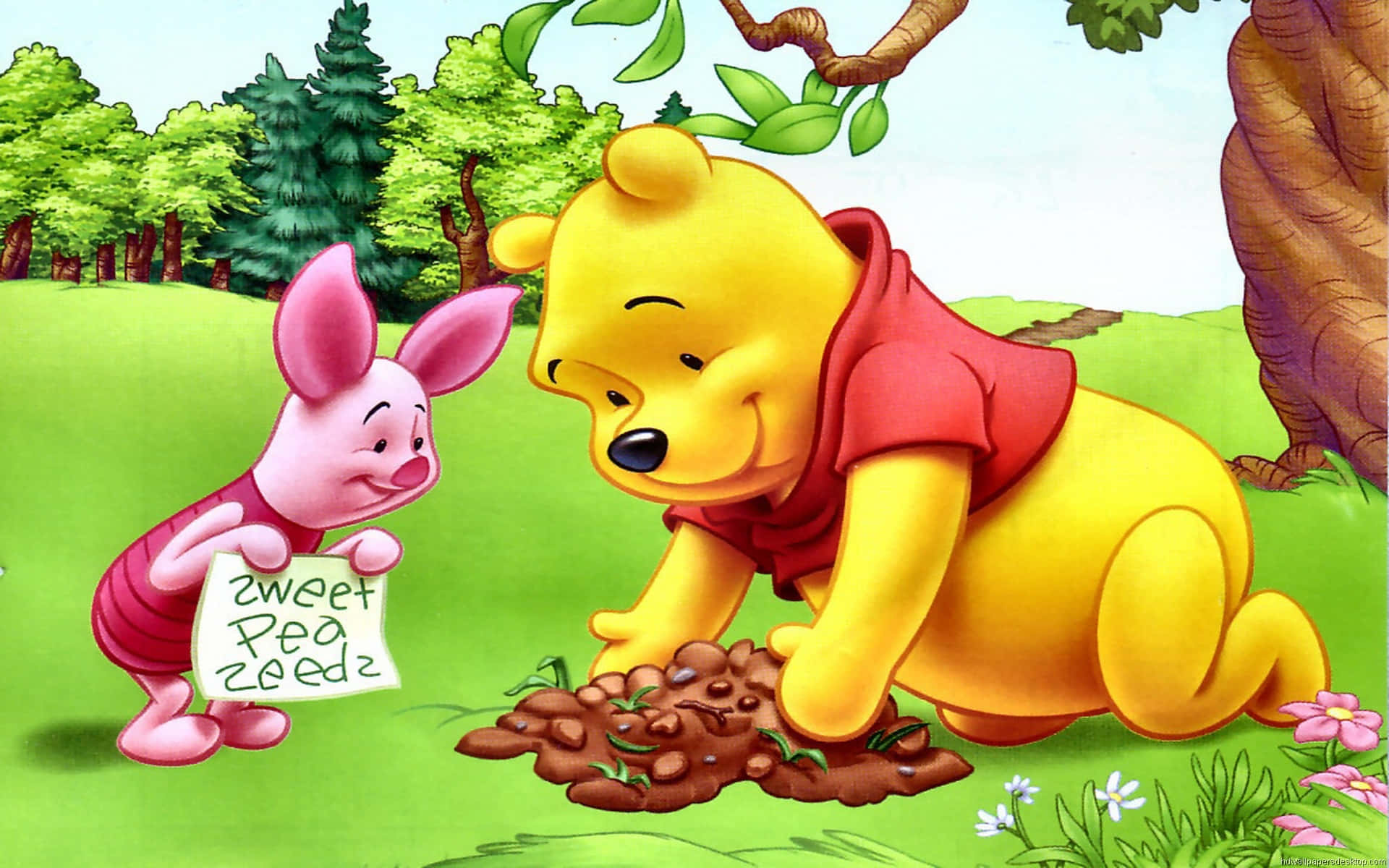 “Cuddling with Winnie The Pooh” Wallpaper