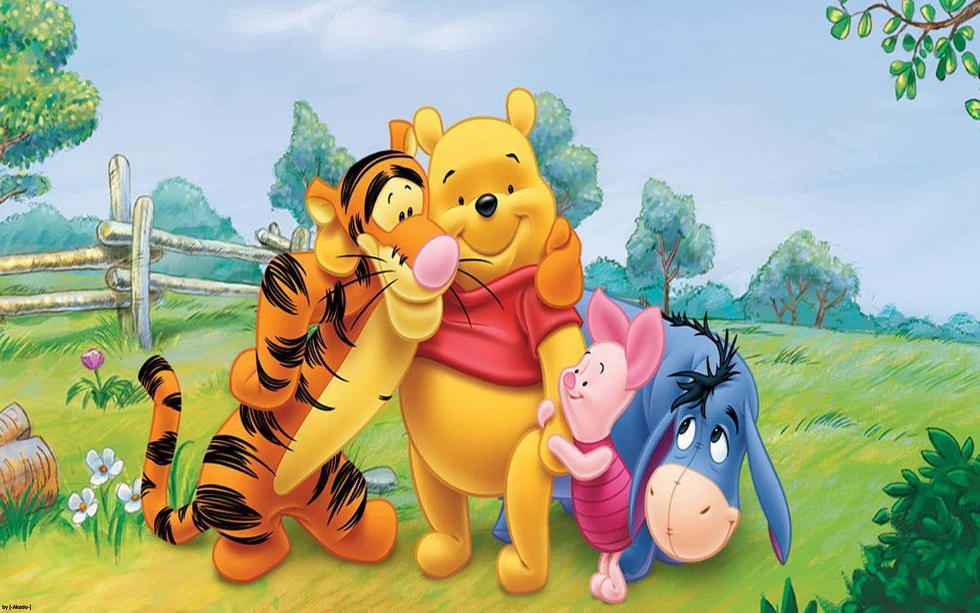 Winnie The Pooh enjoying the Spring outdoors Wallpaper
