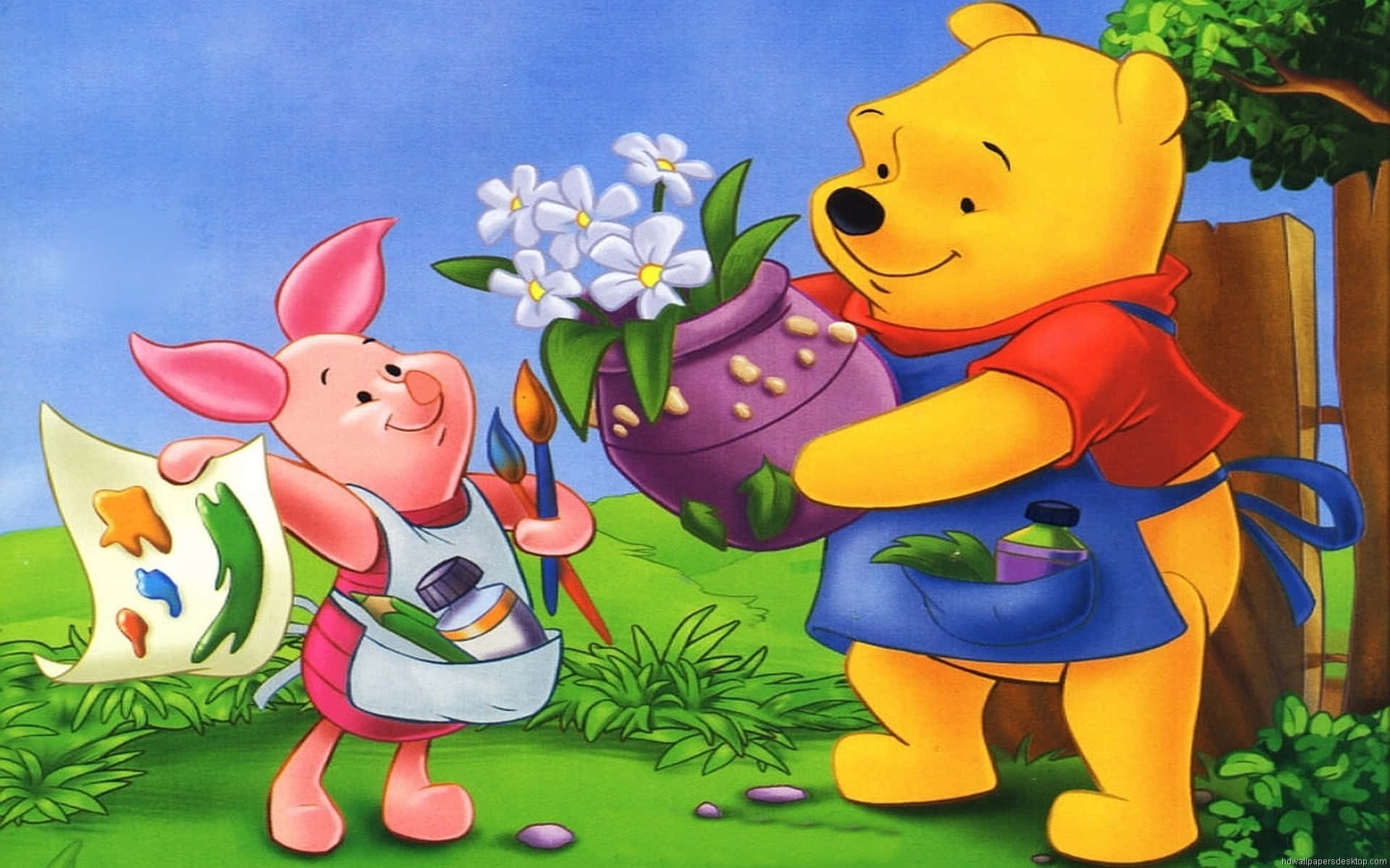 Artistic Winnie The Pooh And Piglet Desktop Background