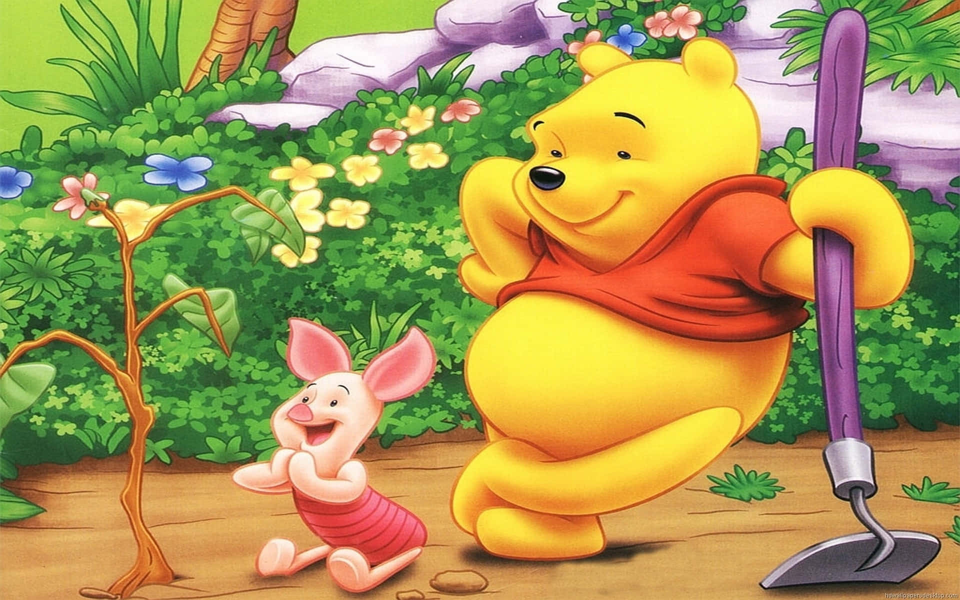Nyd et stykke venskab med Winnie The Pooh. Wallpaper