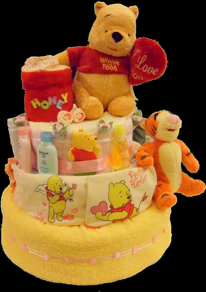 Winnie The Pooh Diaper Cake PNG