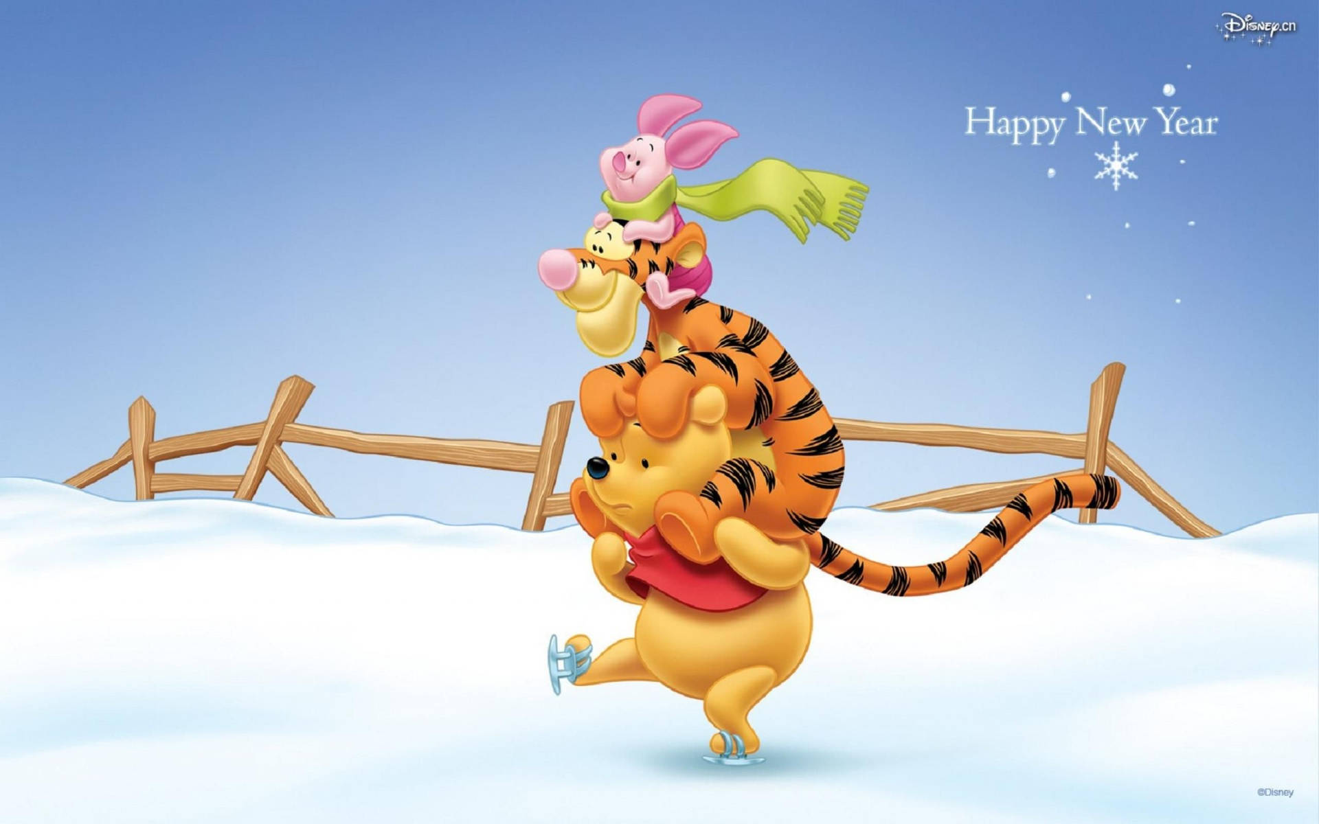 Pooh Wishes You A Happy New Year! Wallpaper