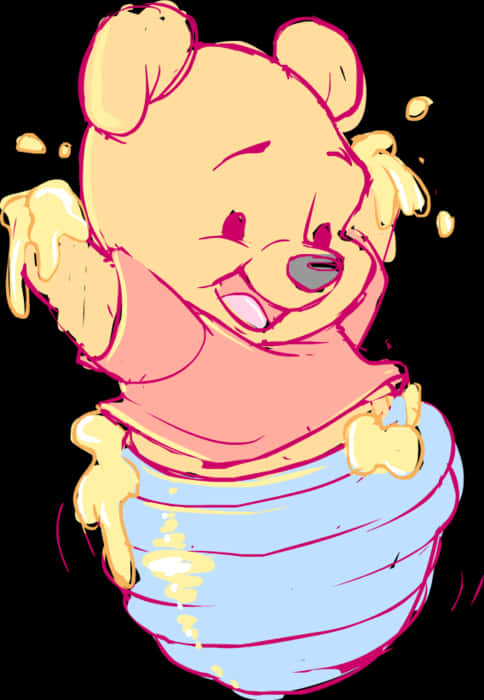Winnie The Pooh Honey Pot Happiness PNG