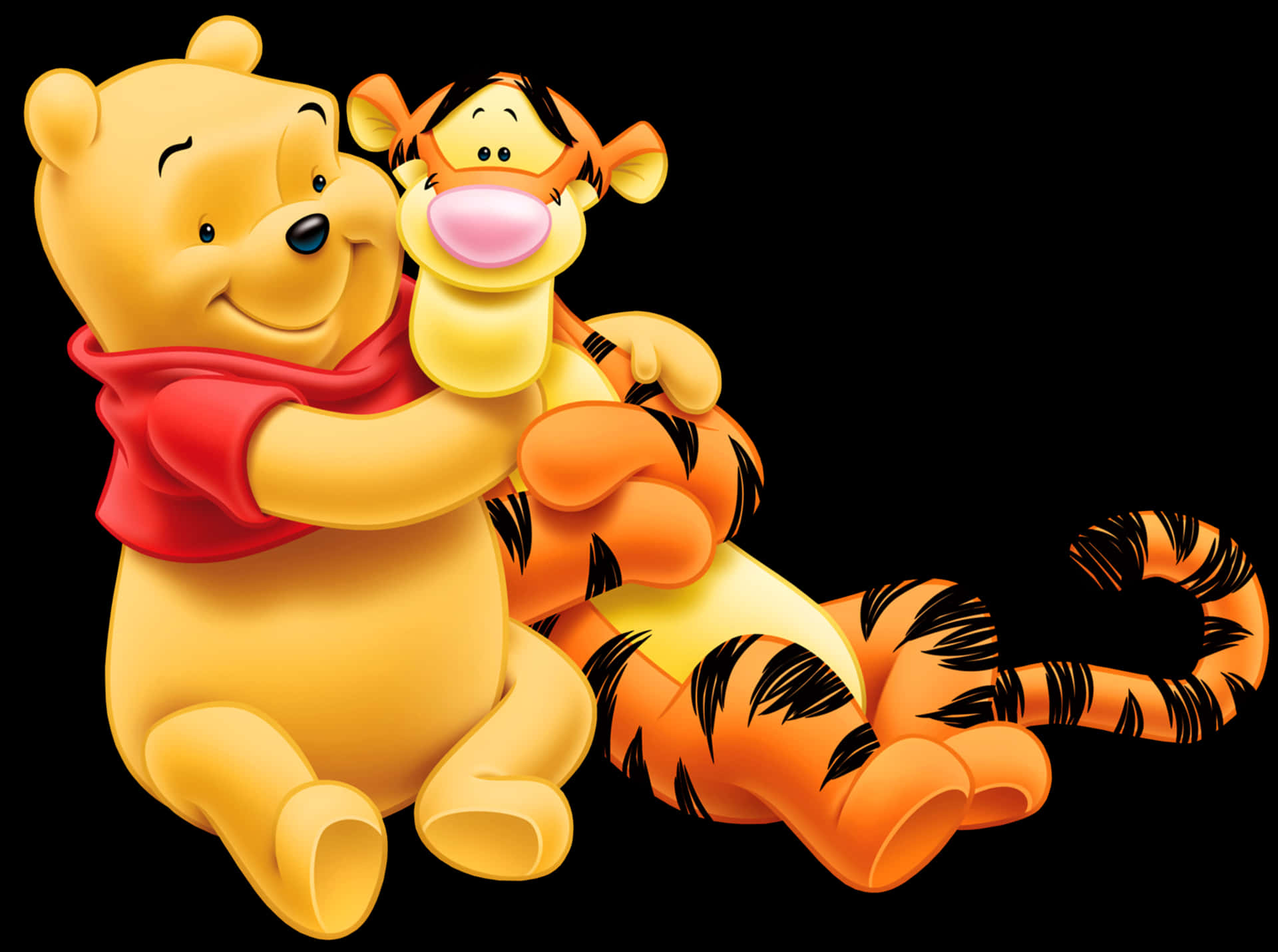 Winniethe Pooh Se Abraza Con Un Cerdito Pequeño.