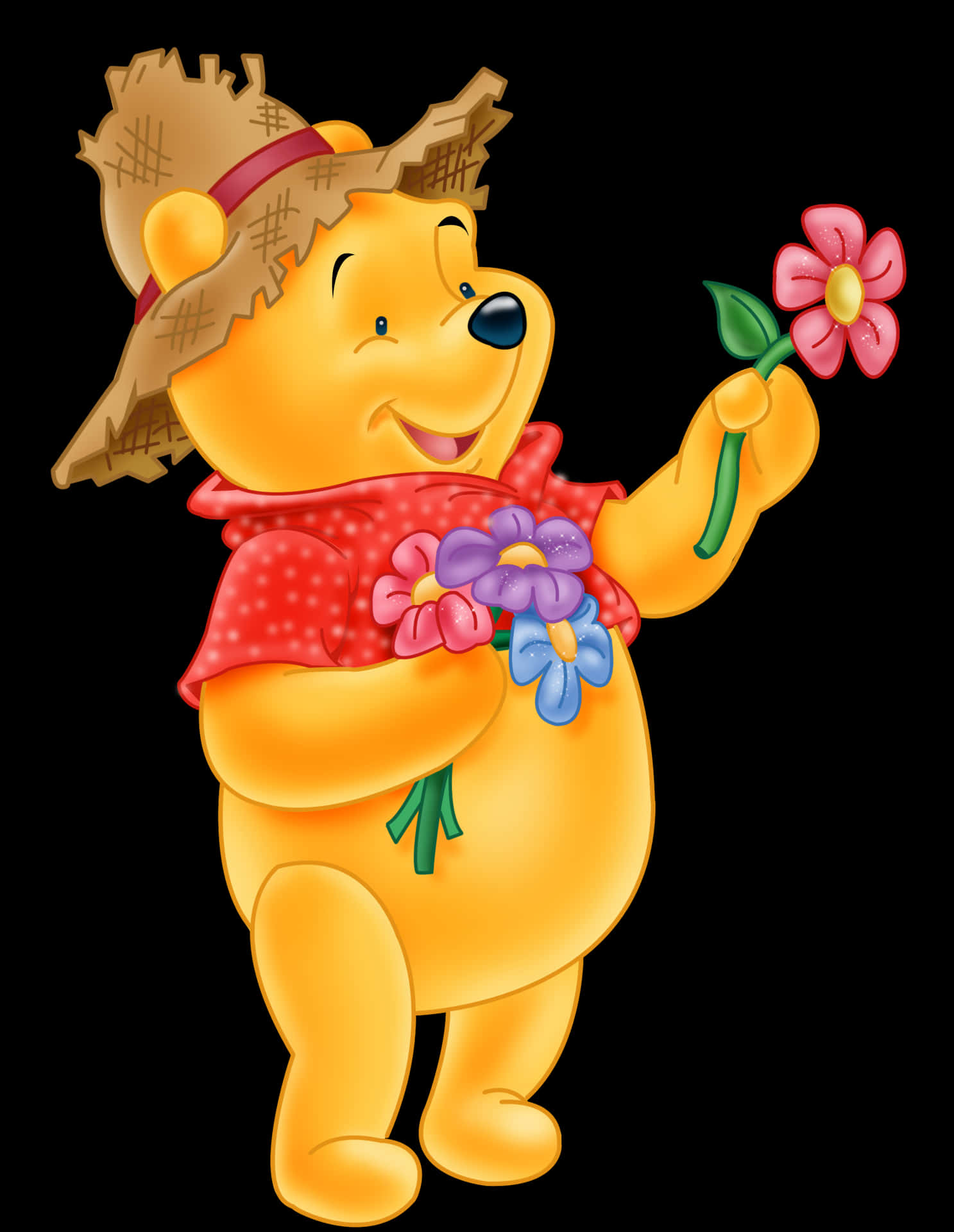 Etklassisk Billede Af Winnie The Pooh, Der Omfavner Sin Elskede Teddy Bear.
