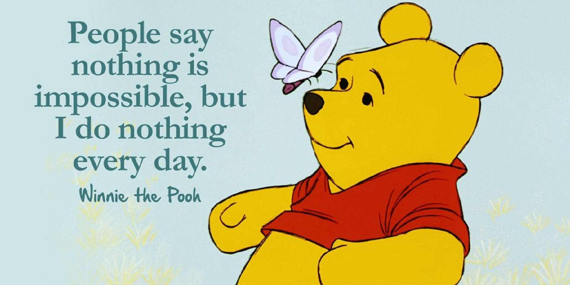 Winnie The Pooh Quotes In Floral Blue Wallpaper