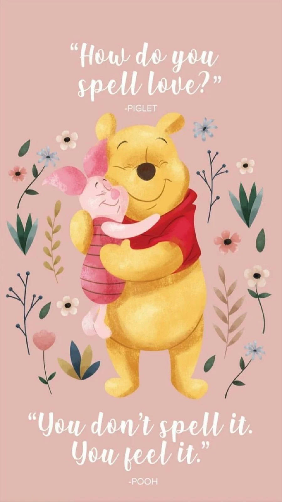 Winnie The Pooh Quotes In Pink Wallpaper