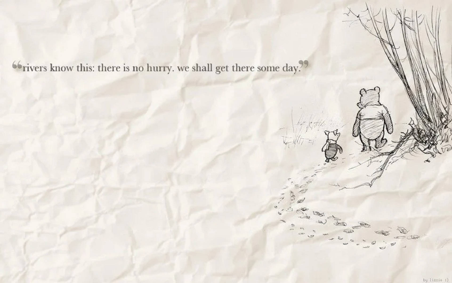Winnie The Pooh Quotes No Hurry Wallpaper