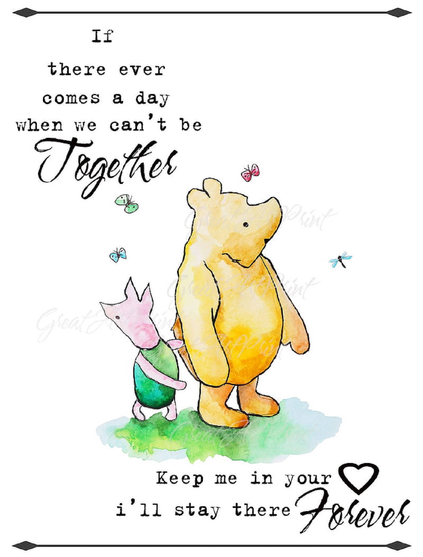 Winnie The Pooh Quotes With Butterflies Wallpaper