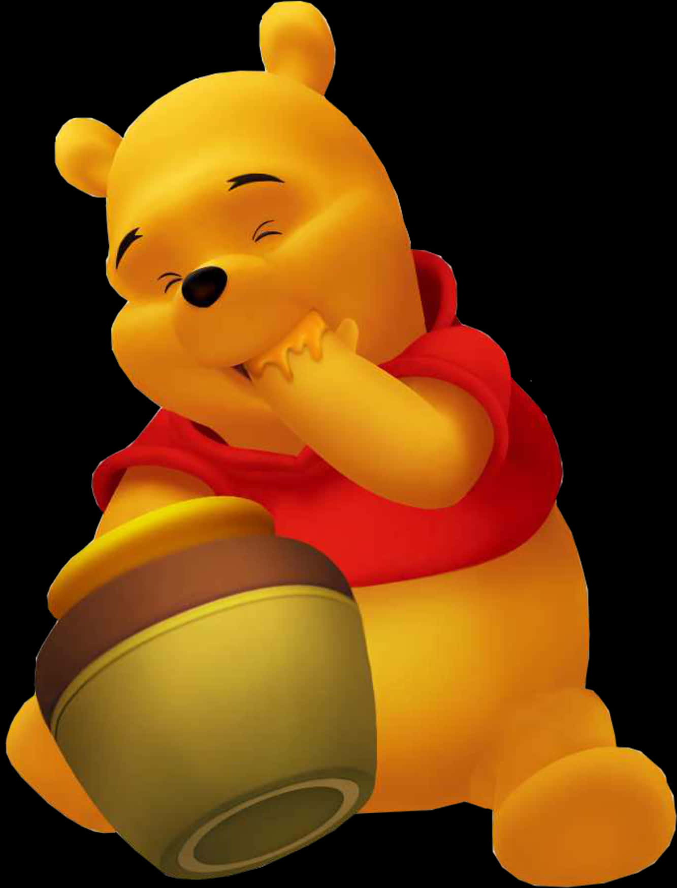Winnie The Pooh Smiling With Honey Pot PNG