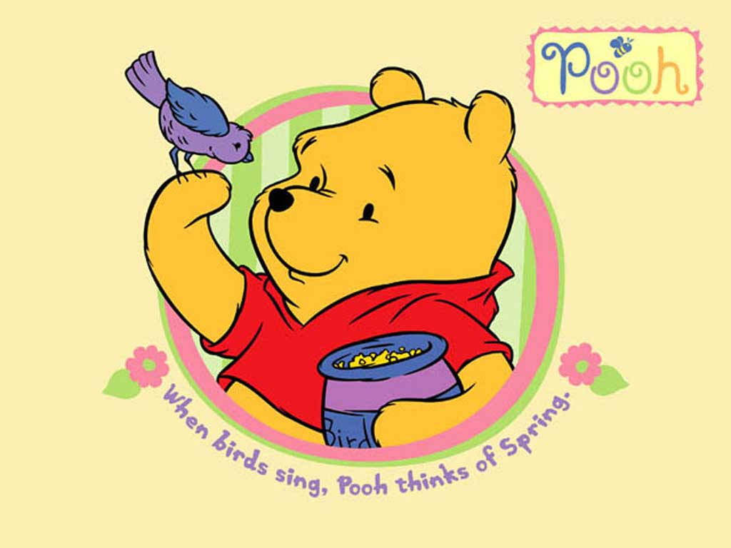 Winnie the Pooh and His Chirpy Friend Wallpaper
