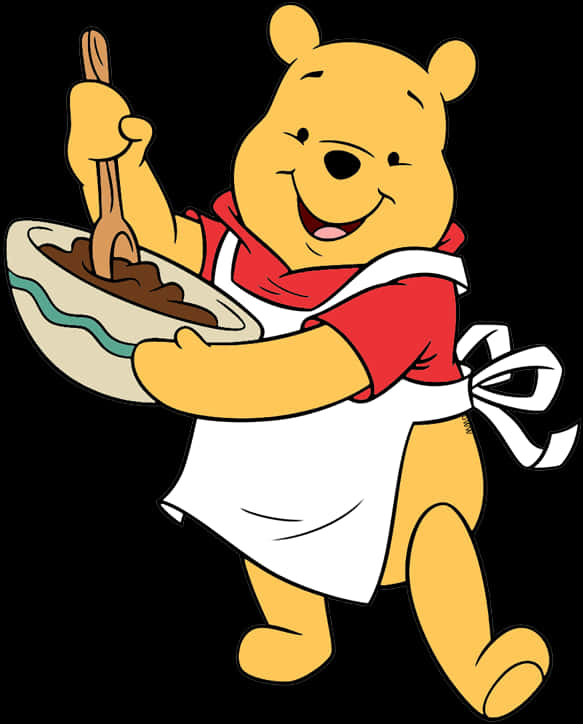 Winniethe Pooh Mixing Honey PNG