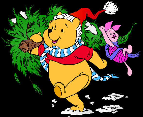 Download Winniethe Poohand Piglet Christmas Adventure | Wallpapers.com