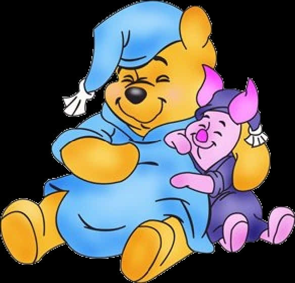 Winniethe Poohand Piglet Cuddling PNG