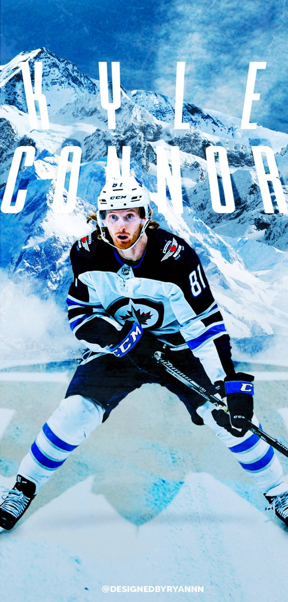 Winnipeg Jets American Ice Hockey Player Kyle Connor Graphic Art Wallpaper