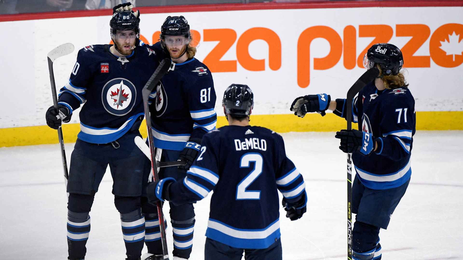 Winnipeg Jets Ice Hockey Players Kyle Connor And Teammates Wallpaper