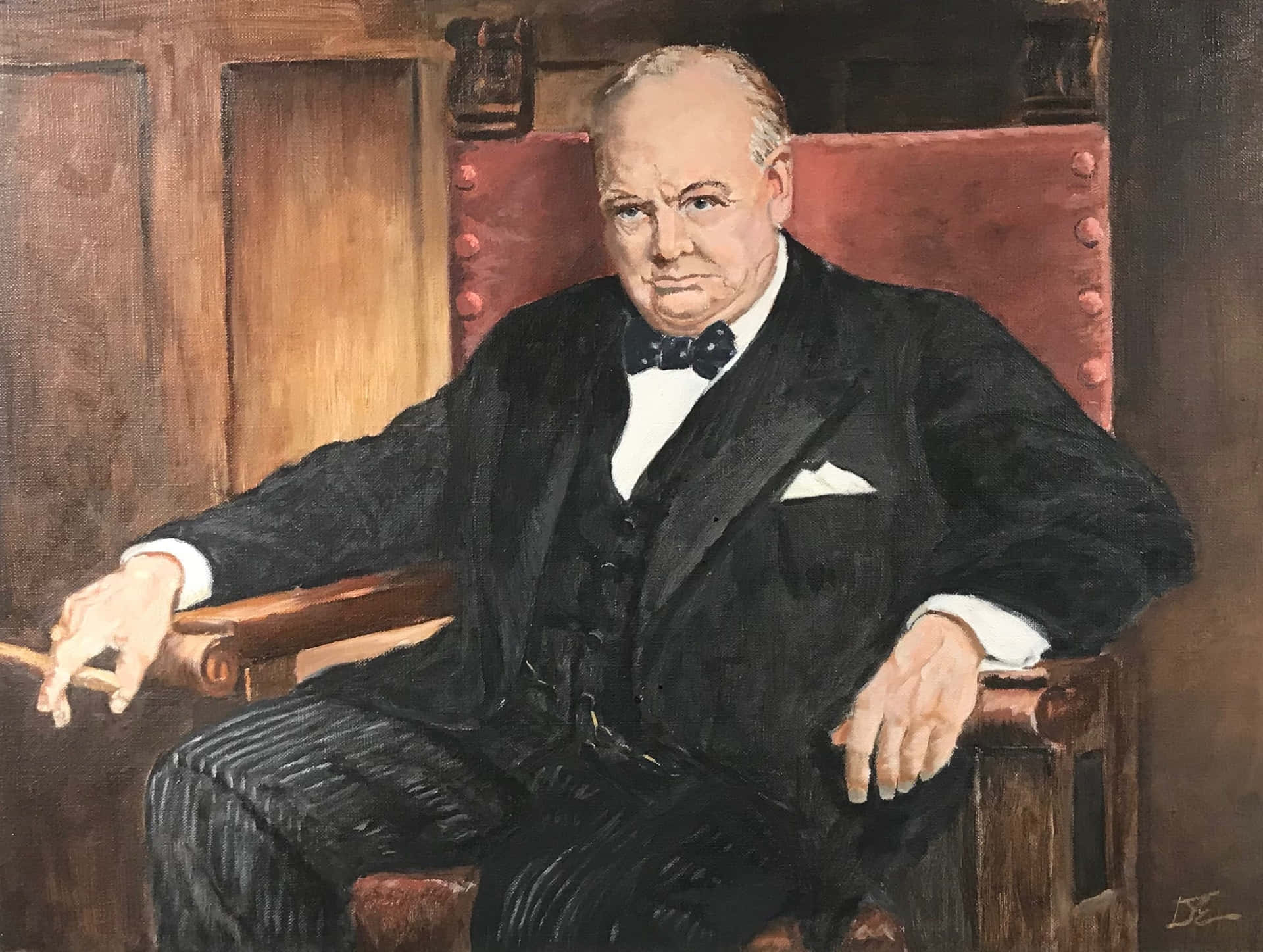 A Painting Of A Man In A Suit Sitting In A Chair
