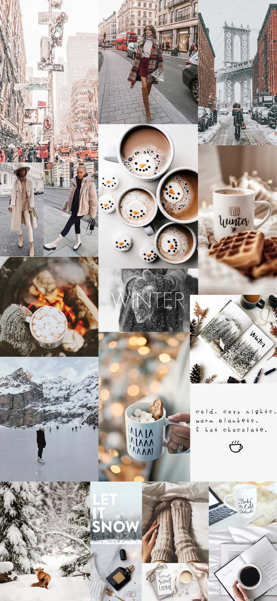 Vinter Æstetisk Collage 1170 X 2532 Wallpaper