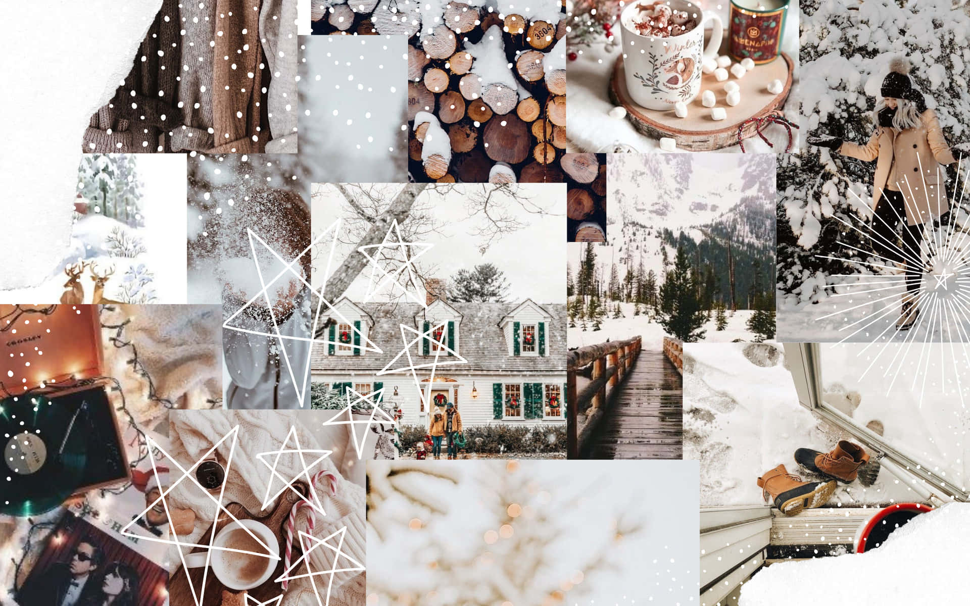Enjoy a winter wonderland with this aesthetic collage Wallpaper