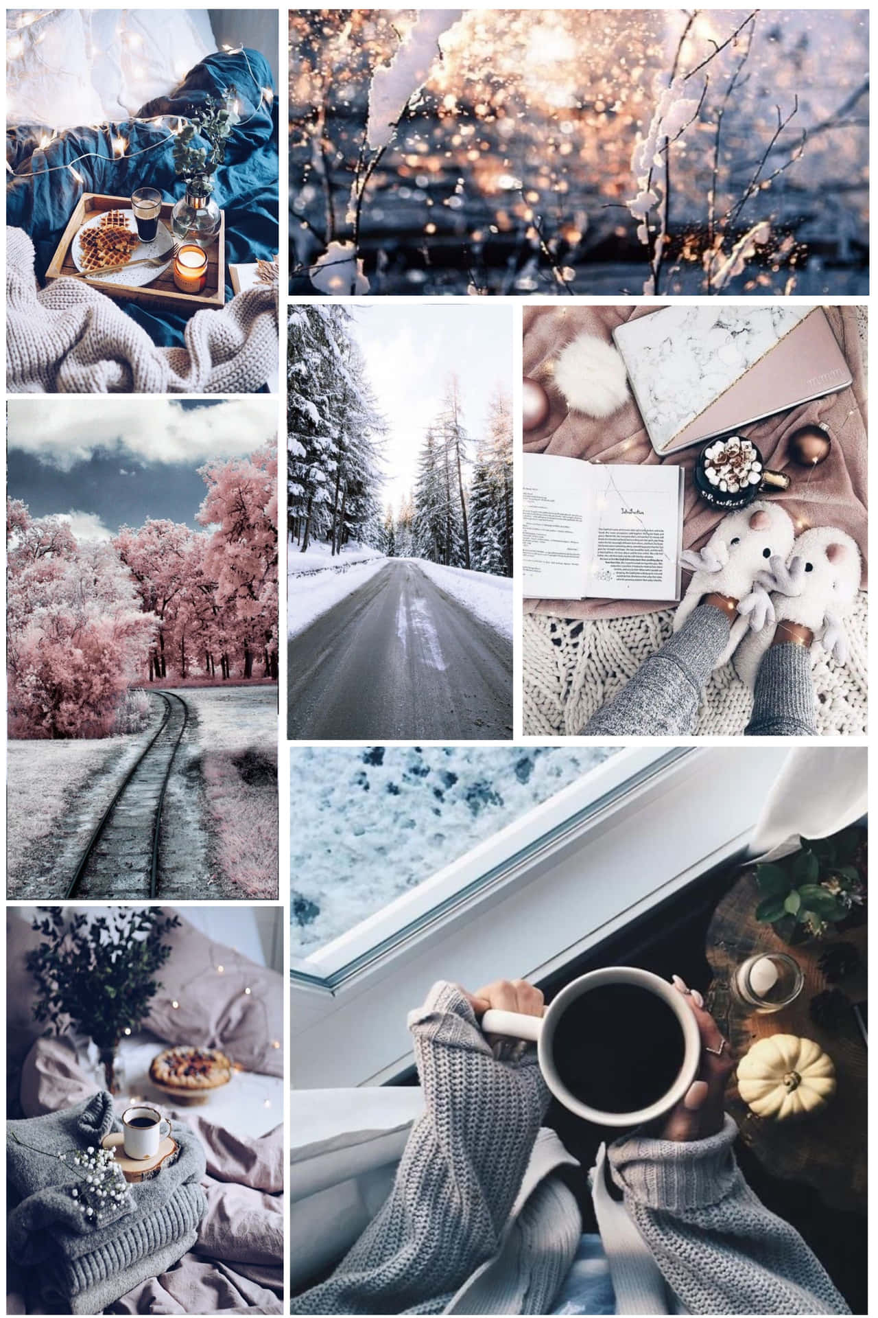 An ethereal winter wonderland in the form of a collage Wallpaper