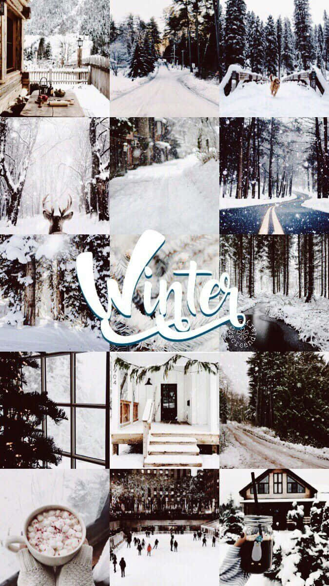 Vinter Æstetisk Collage 675 X 1200 Wallpaper