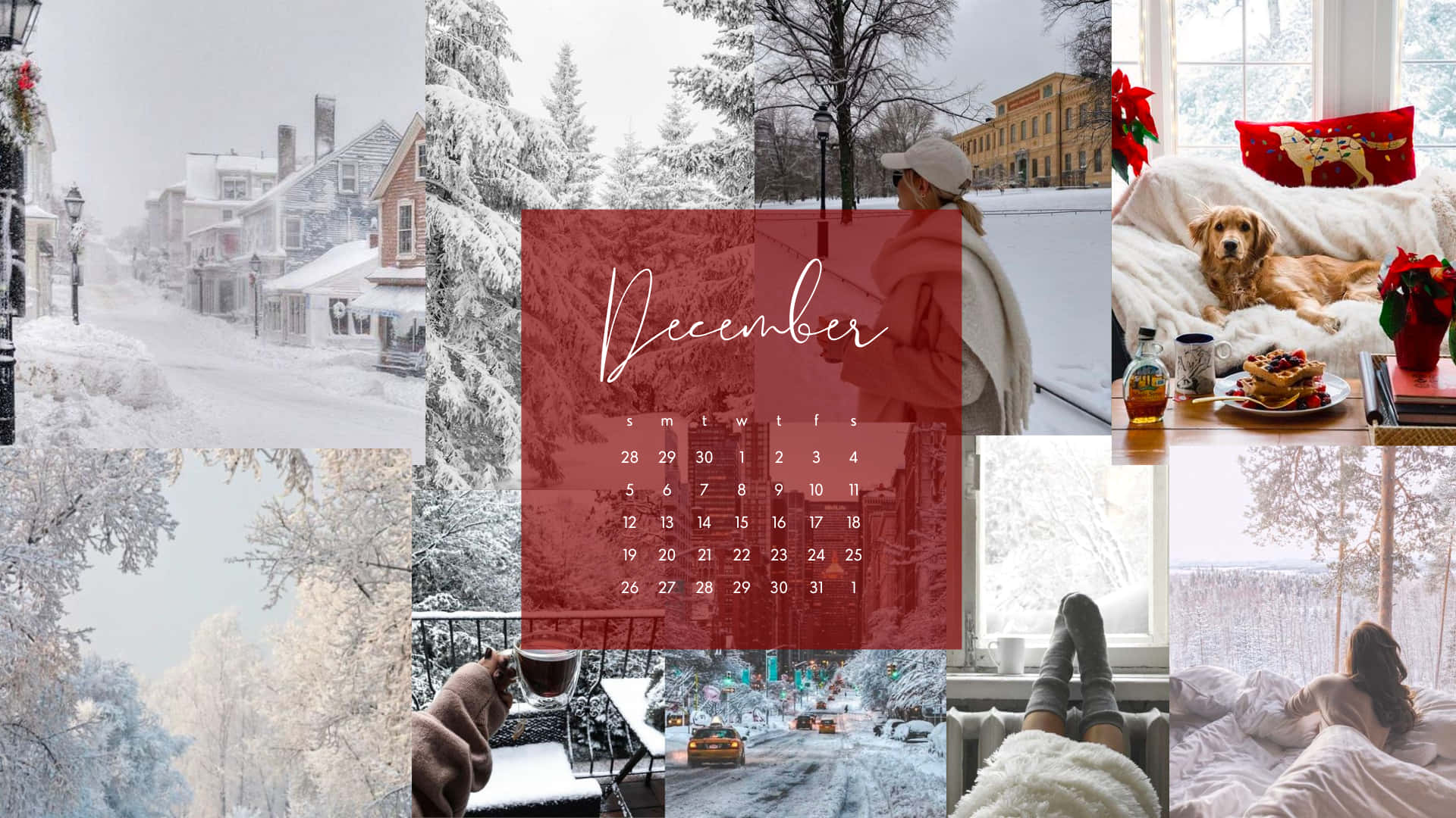 A Warm and Cozy Winter Aesthetic Collage Wallpaper