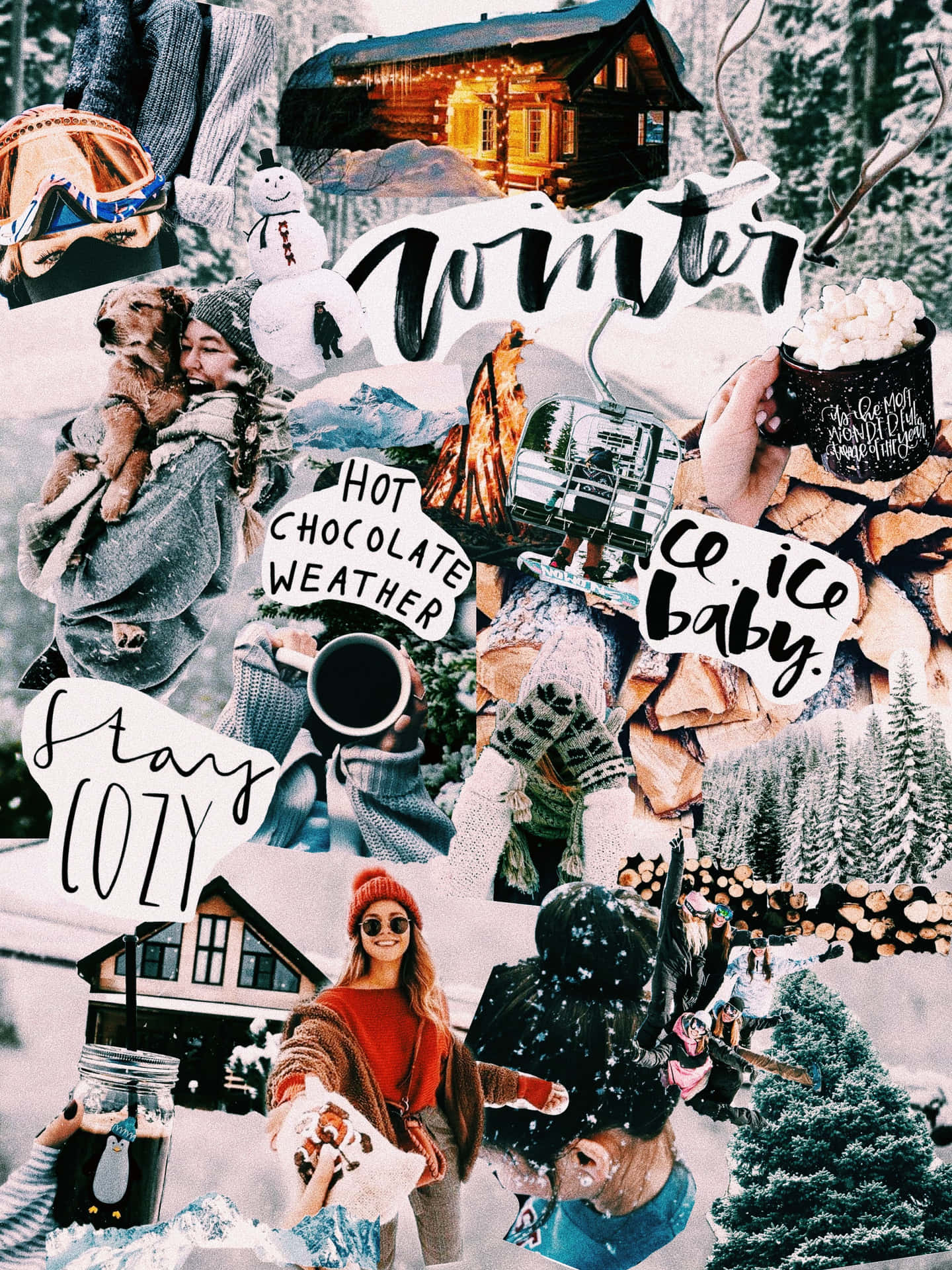 "Capture the beauty of winter in this stunning collage" Wallpaper