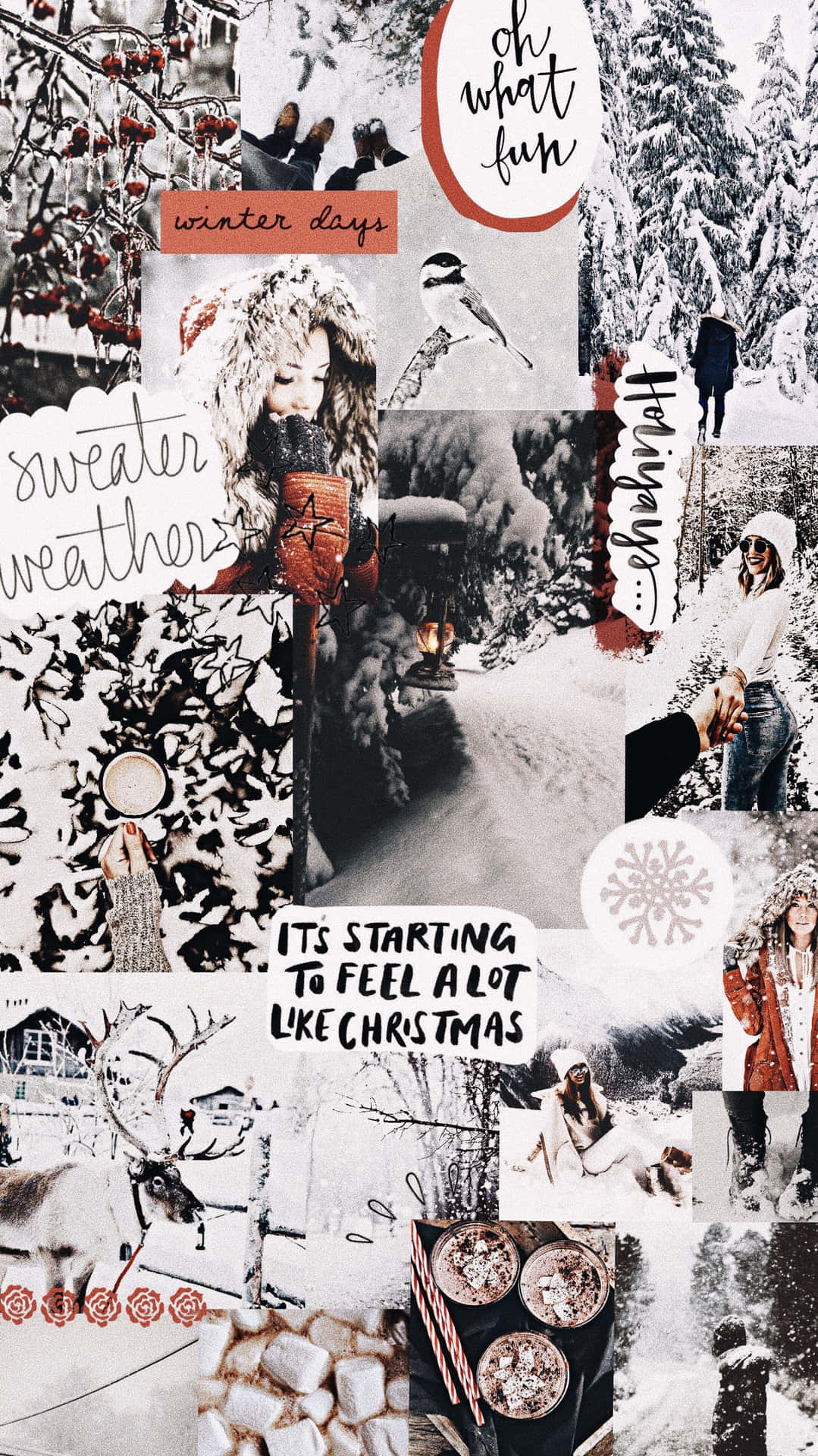 A Collage Of Photos And Words About Winter Wallpaper