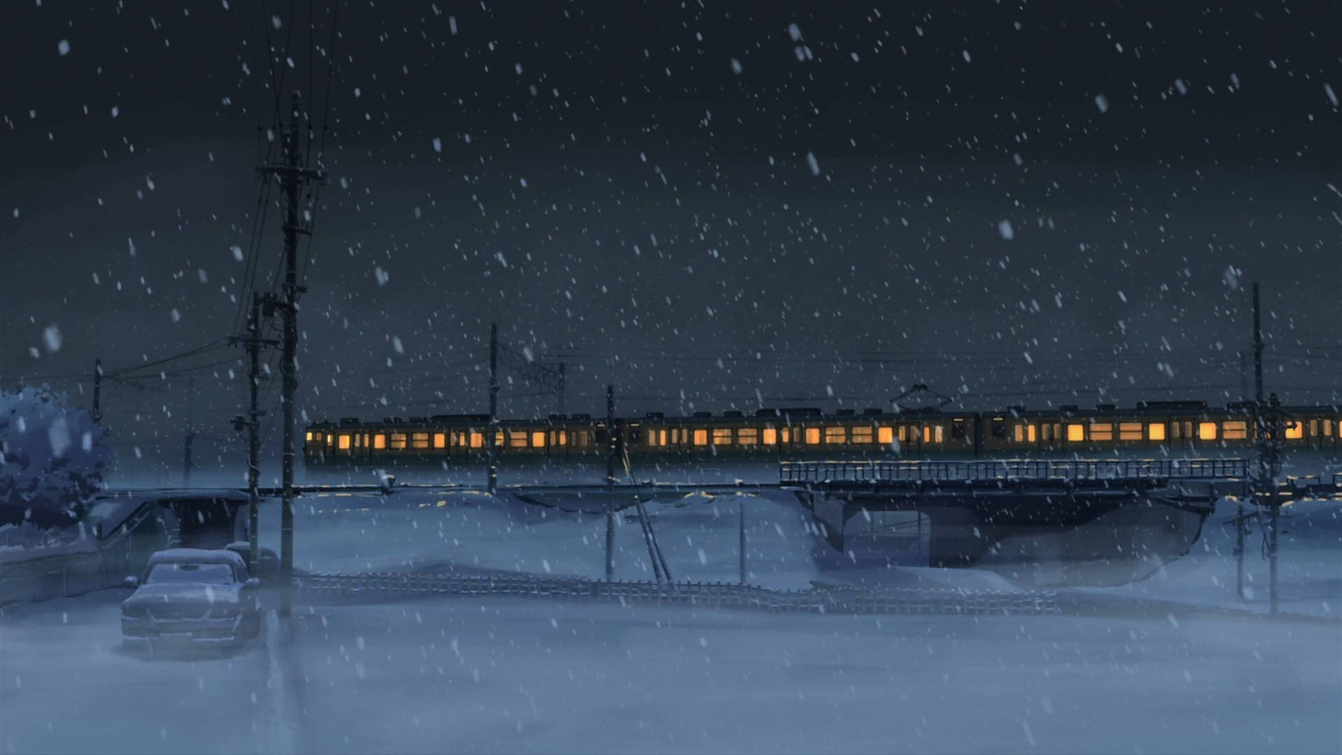 Winter Aesthetic Train Makoto Shinkai Wallpaper