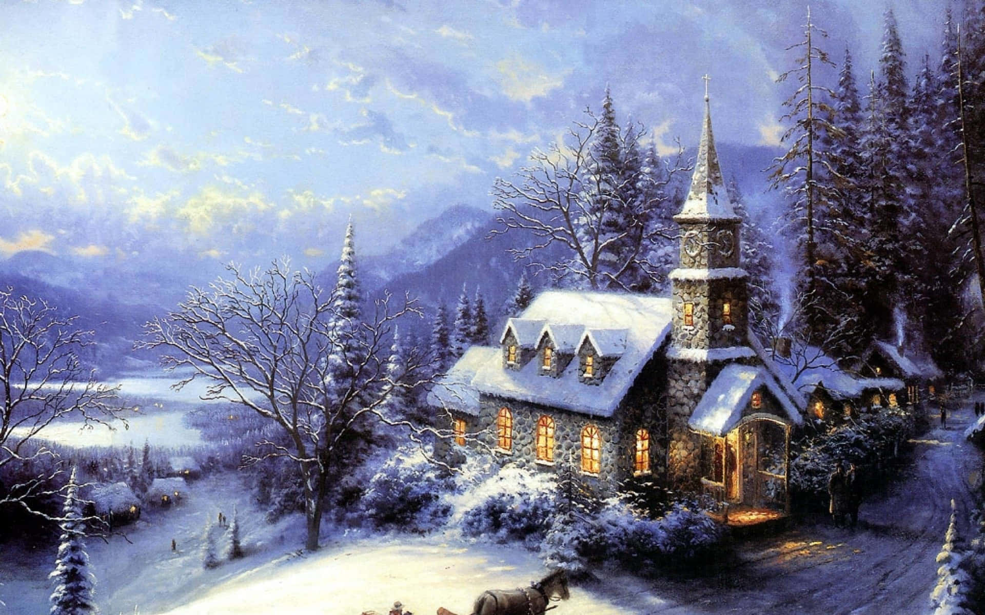 Captivating Winter Art Scene Wallpaper