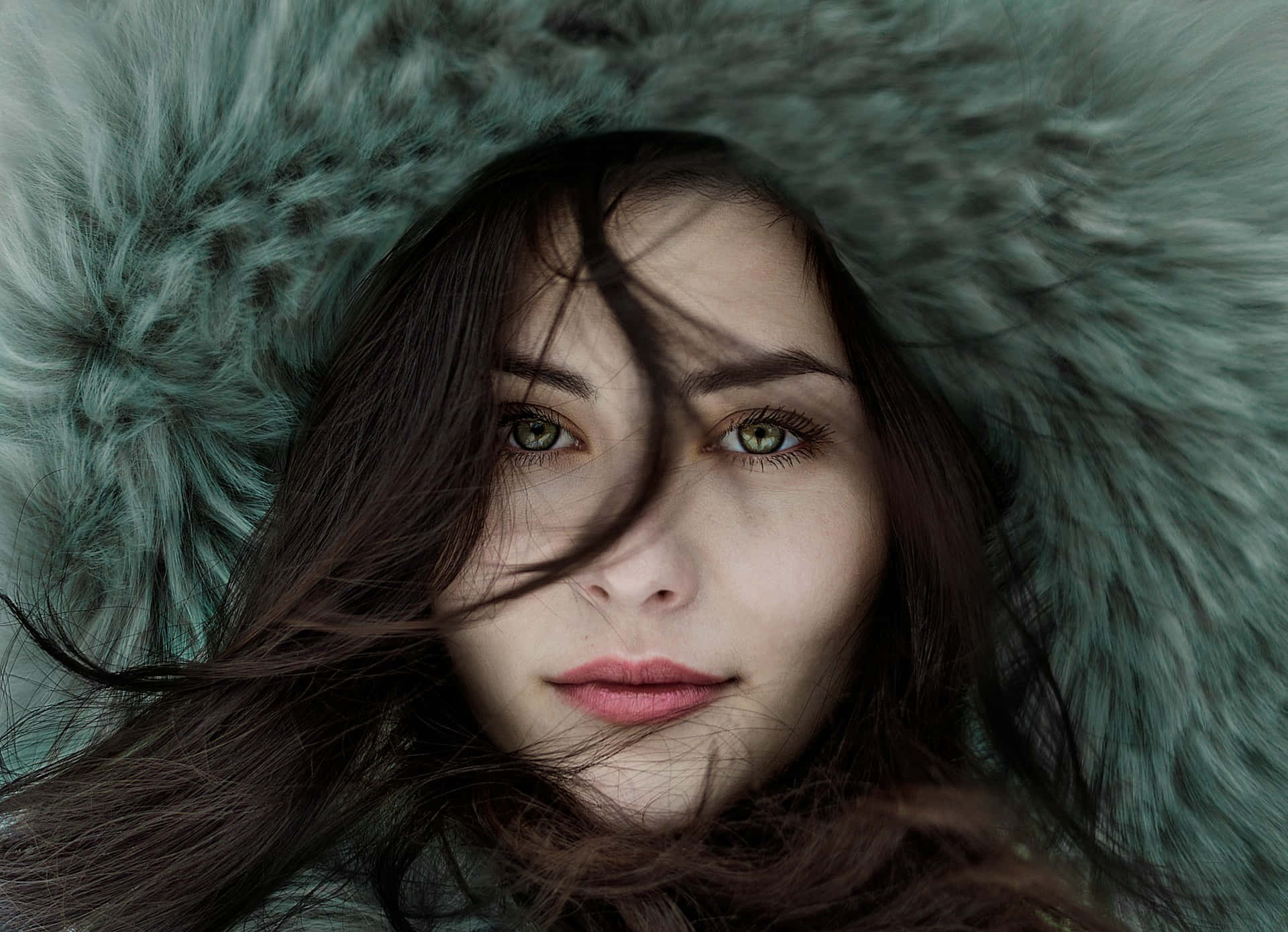 Winter Beauty In Fur Hood.jpg Wallpaper